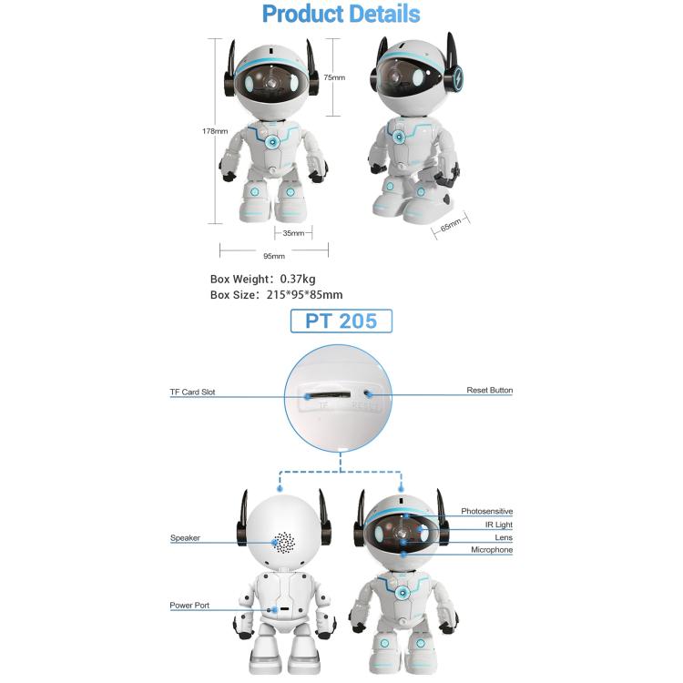 ESCAM PT205 5G WiFi Smart Robot Wireless AI Automatic Tracking Camera, Two Way Audio / Night Nersion, EU Plug, US Plug, UK Plug, AU Plug ESCAM PT205 5G WiFi Smart Robot Wireless AI Automatic Tracking Camera, Two Way Audio / Night Nersion, EU Plug, US Plug, UK Plug, AU Plug
